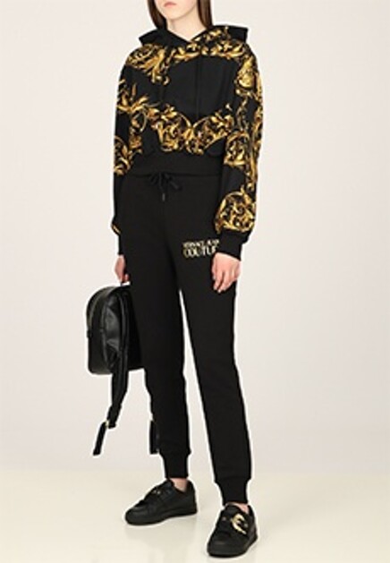 Укороченная толстовка с принтом Garland Black VERSACE JEANS COUTURE