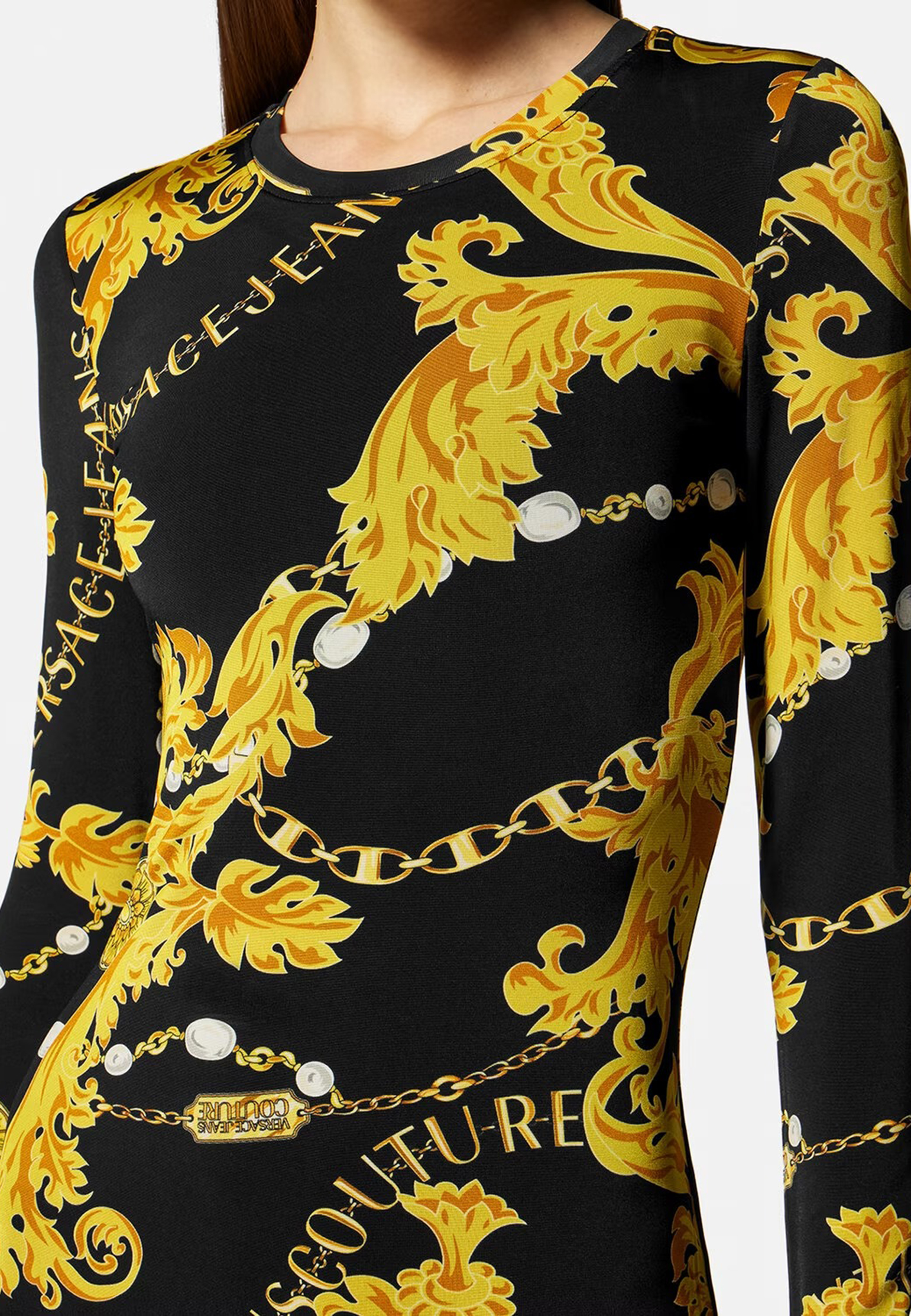 Платье миди из эластичного джерси VERSACE JEANS COUTURE
