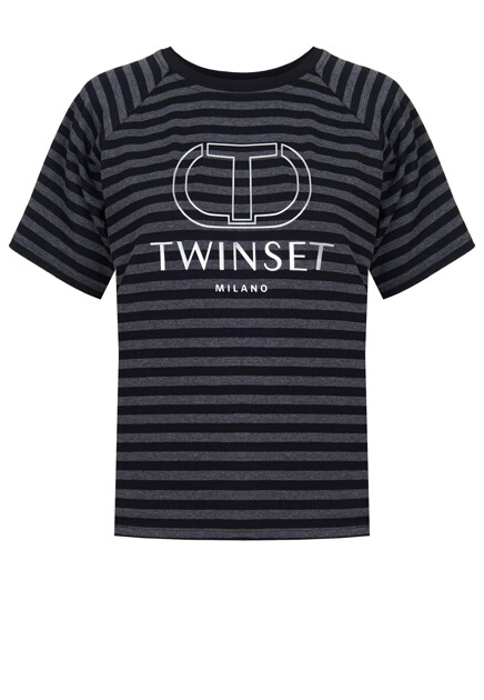Хлопковая футболка с принтом TWINSET Milano