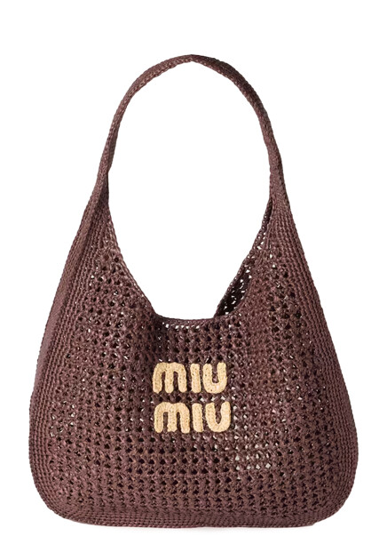Сумка-хобо из рафии MIU MIU