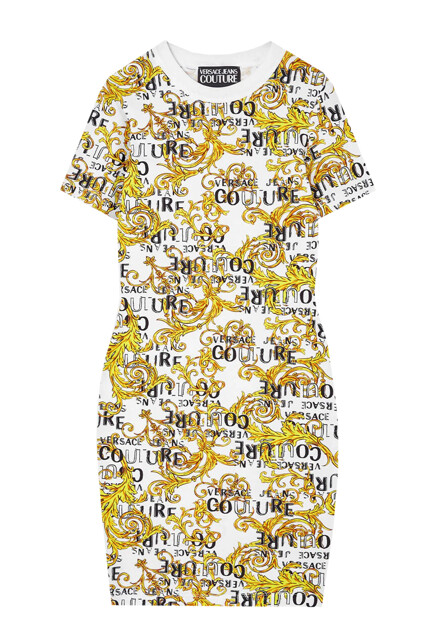 Трикотажное платье с принтом VERSACE JEANS COUTURE