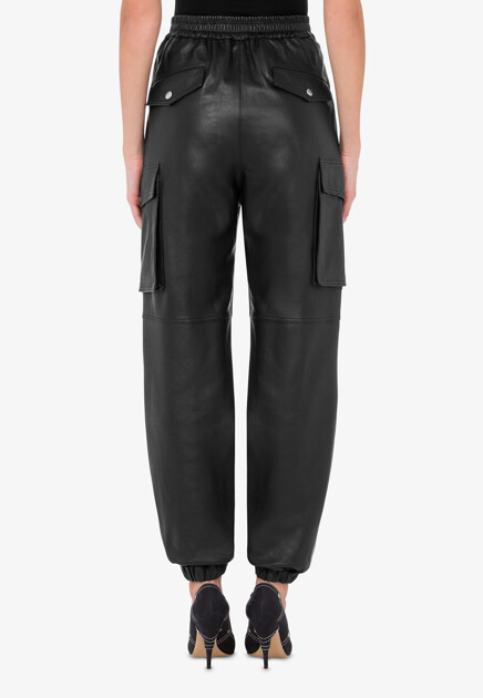Брюки MOSCHINO JEANS  - Кожа - цвет черный