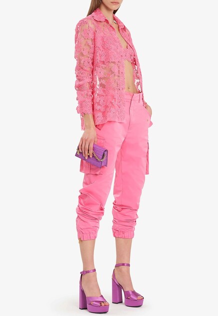 Брюки ERMANNO SCERVINO  - Полиэстер - цвет розовый