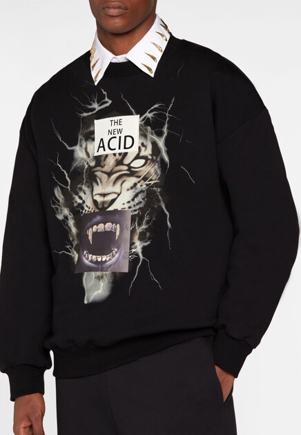 Свитшот с принтом Tiger And Teeth ROBERTO CAVALLI
