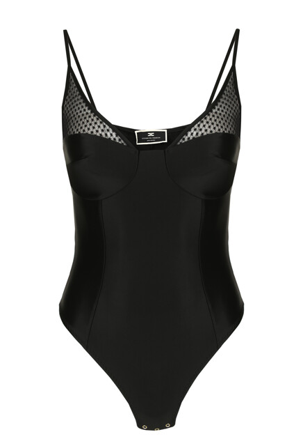 Боди с вставкой из тюля с вышивкой ELISABETTA FRANCHI