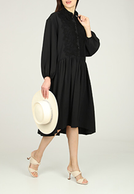 Платье-рубашка с кружевом ERMANNO SCERVINO