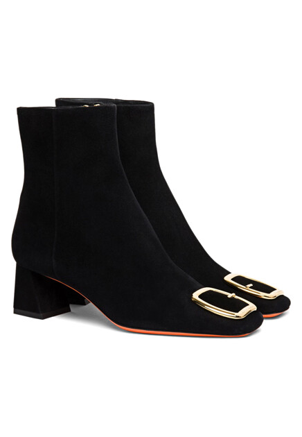 Замшевые ботильоны , черные SANTONI