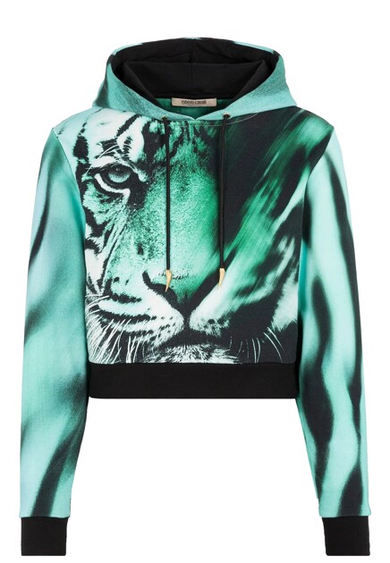 Укороченное хлопковое худи  ROBERTO CAVALLI