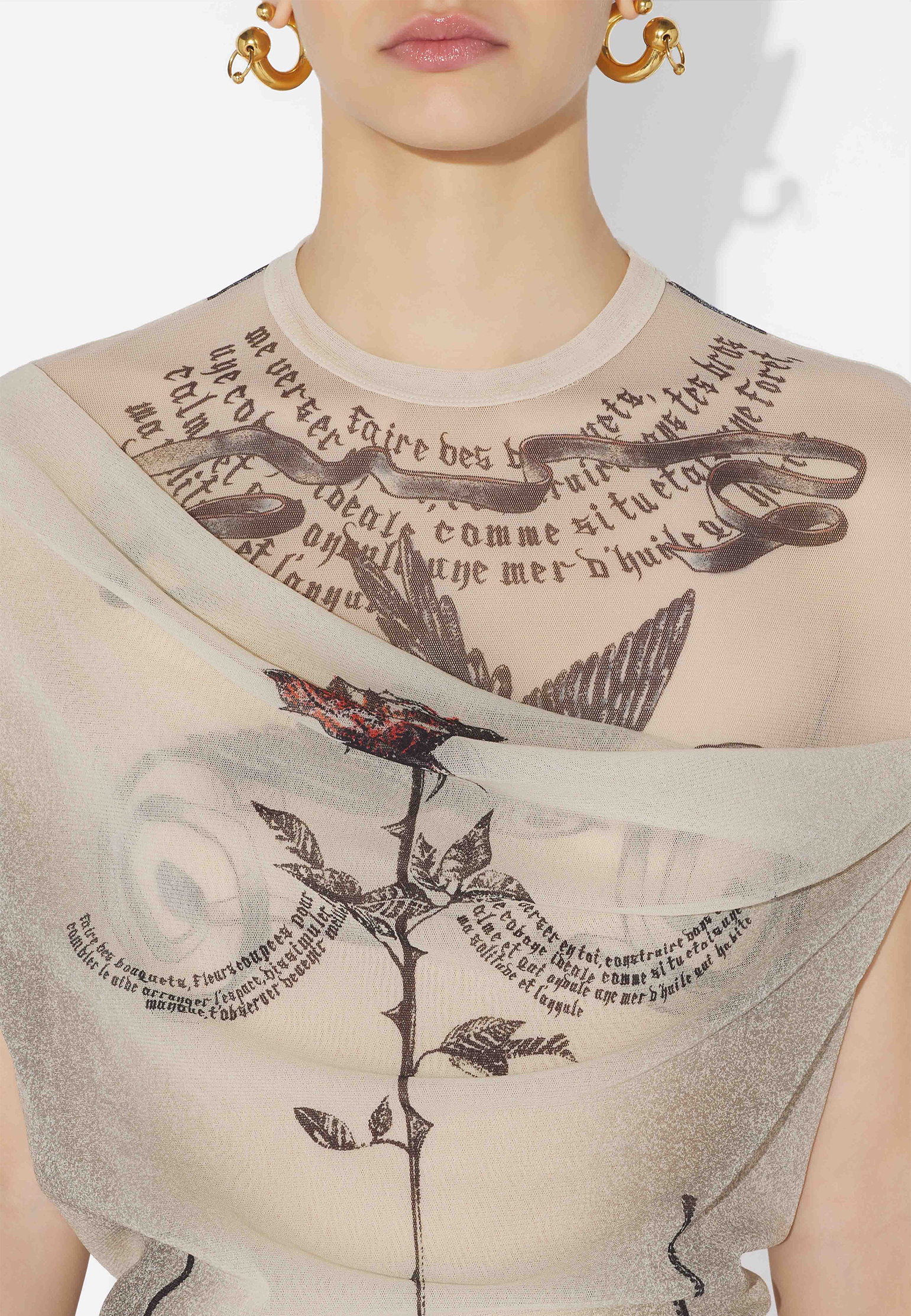 Платье-мини Short Tattoo Rose and Bird JEAN PAUL GAULTIER