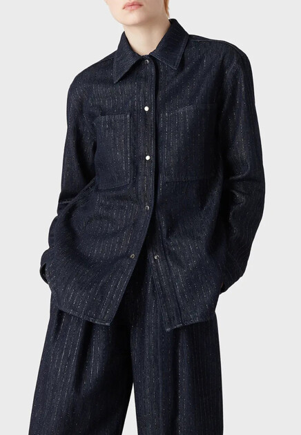 Рубашка EMPORIO ARMANI  - Хлопок - цвет синий