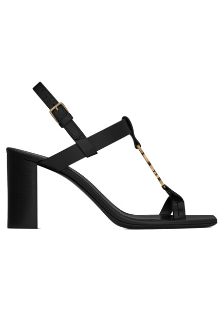 Черные босоножки с логотипом  SAINT LAURENT - ФРАНЦИЯ