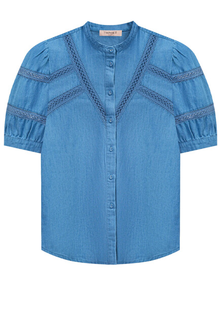 Блуза из хлопкового денима  TWINSET Milano