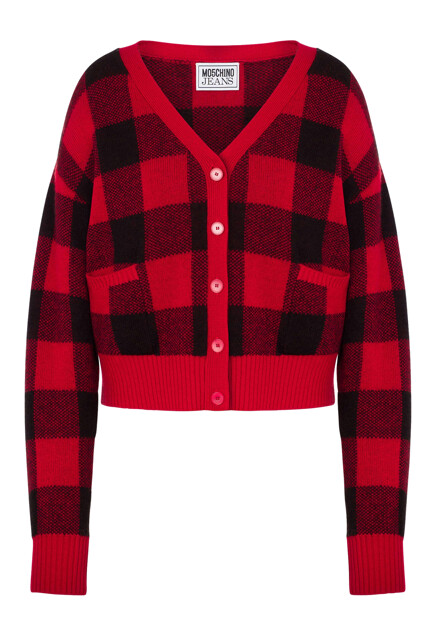 Укороченный кардиган с узором Buffalo Check MOSCHINO JEANS