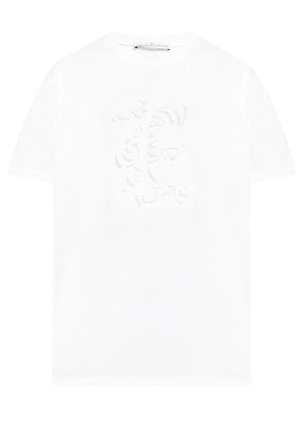 Футболка с логотипом из кружева ERMANNO SCERVINO