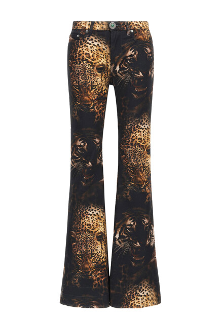Джинсы с принтом Jaguar ROBERTO CAVALLI