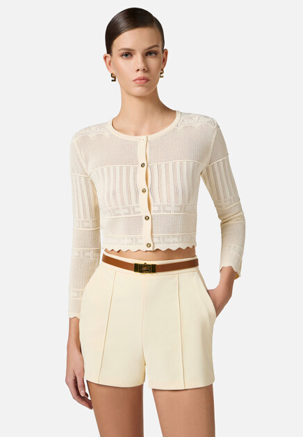Кардиган ELISABETTA FRANCHI  - Вискоза, Полиамид - цвет белый