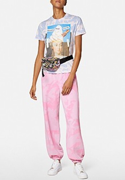 Розовые спортивные брюки с принтом «тай-дай» VERSACE JEANS COUTURE
