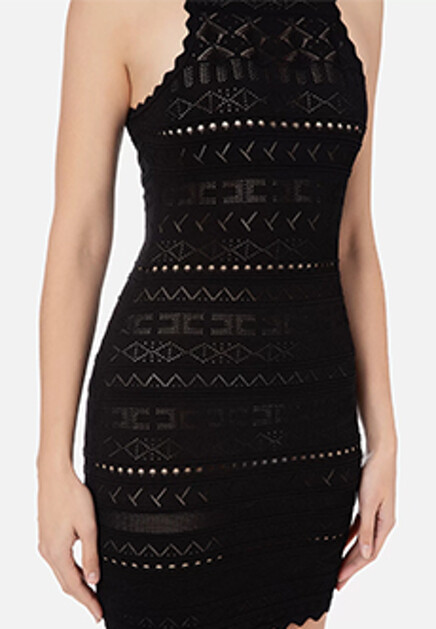 Мини-платье-кроше с высоким воротником ELISABETTA FRANCHI