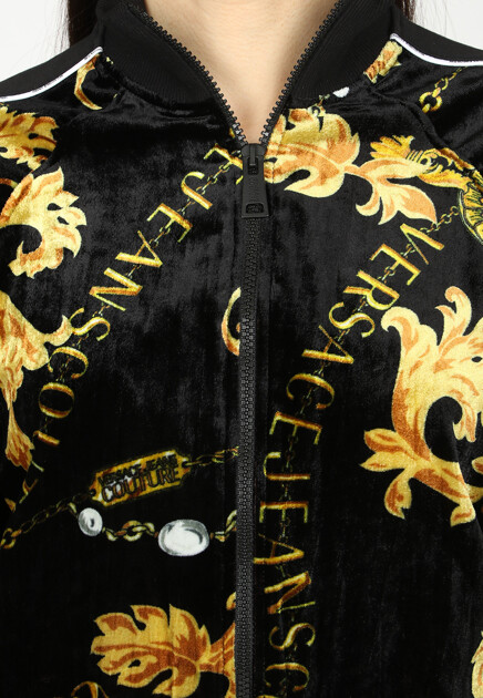 Бархатный спортивный костюм с принтом VERSACE JEANS COUTURE