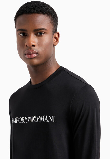 Лонгслив EMPORIO ARMANI  - Хлопок - цвет черный