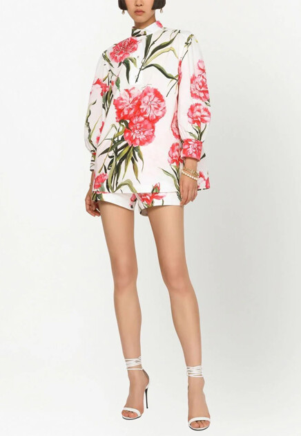 Рубашка с воротником-стойкой Happy Garden DOLCE&GABBANA - ИТАЛИЯ