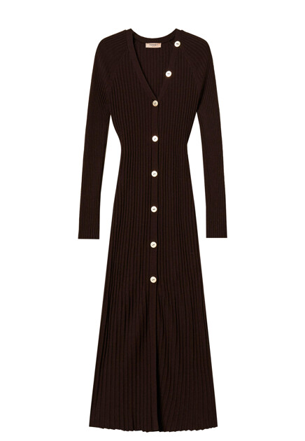 Длинное трикотажное платье в рубчик TWINSET Milano