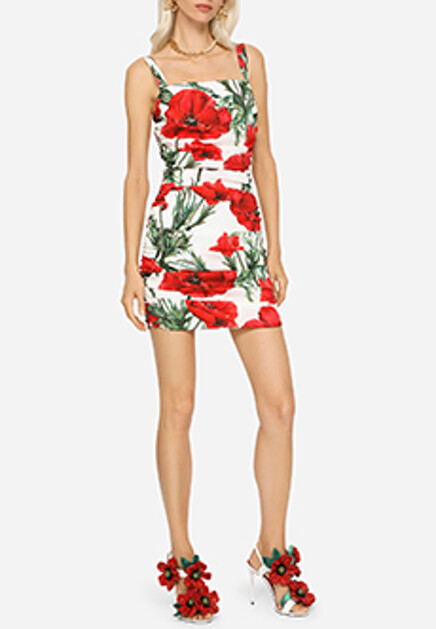 Мини-платье с принтом Happy Garden DOLCE&GABBANA