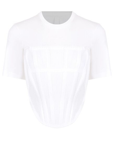 Корсетная футболка из мерсеризованного трикотажа DION LEE