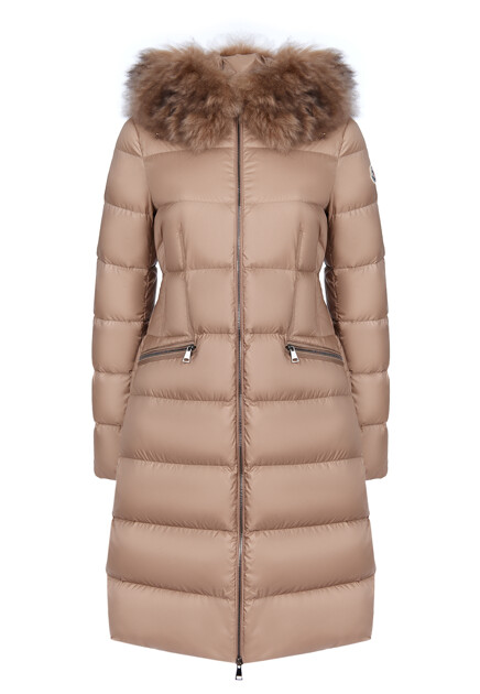 Приталенный пуховик с мехом  MONCLER