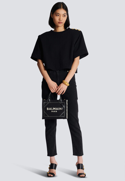 Сумка-шоппер с вышитым логотипом  BALMAIN - ФРАНЦИЯ