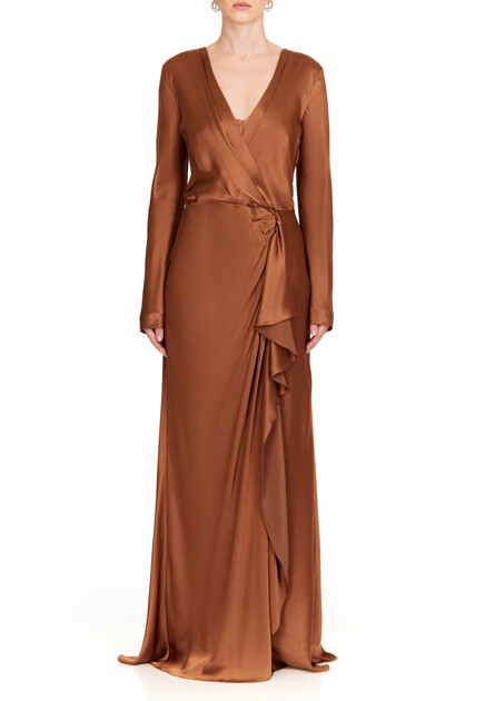 Атласное платье с драпировкой ALBERTA FERRETTI - ИТАЛИЯ