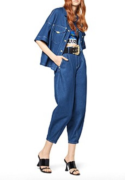 Укороченные джинсы-бананы VERSACE JEANS COUTURE
