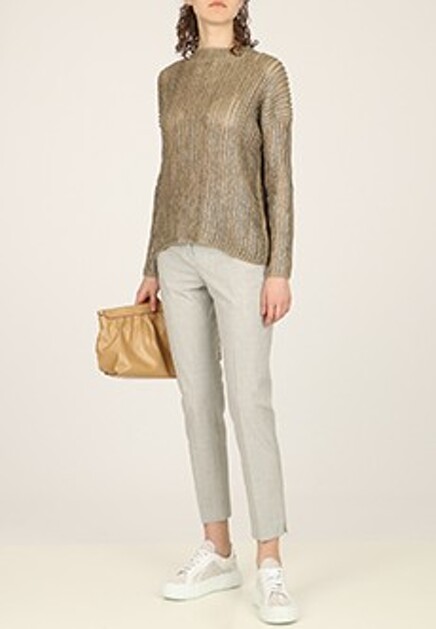 Бежевый джемпер с декором из страз ERMANNO SCERVINO