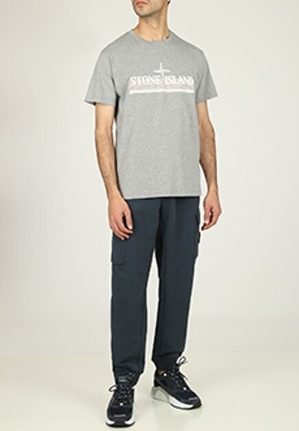 Хлопковая футболка с логотипом STONE ISLAND