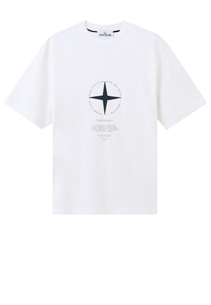 Хлопковая футболка с принтом STONE ISLAND