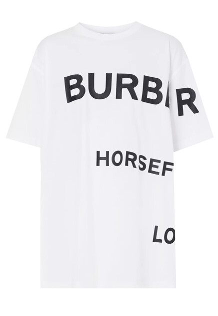 Хлопковая футболка оверсайз с принтом Horseferry BURBERRY