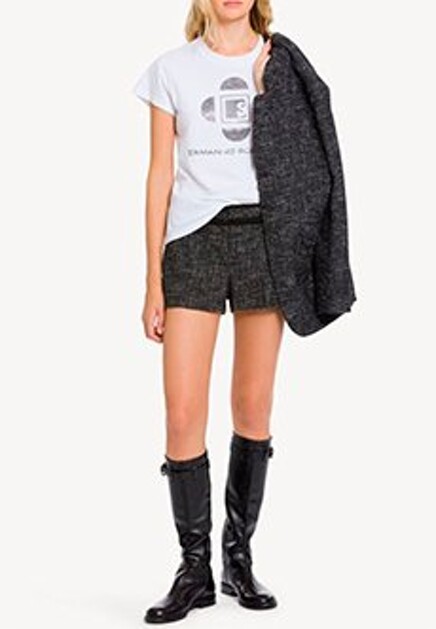 Белая футболка с логотипом из страз ERMANNO SCERVINO