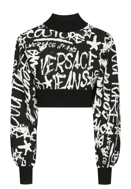 Укороченный джемпер с принтом-логотипом VERSACE JEANS COUTURE