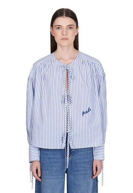 Блуза PINKO  - Хлопок, Полиамид - цвет голубой