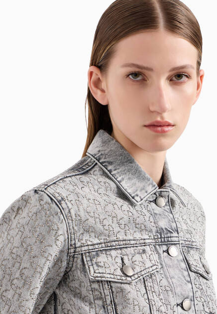 Куртка из денима с декором из страз EMPORIO ARMANI - ИТАЛИЯ