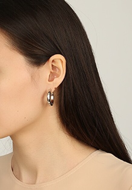 Серебристые серьги-кольца с монограммой  MM6 Maison Margiela