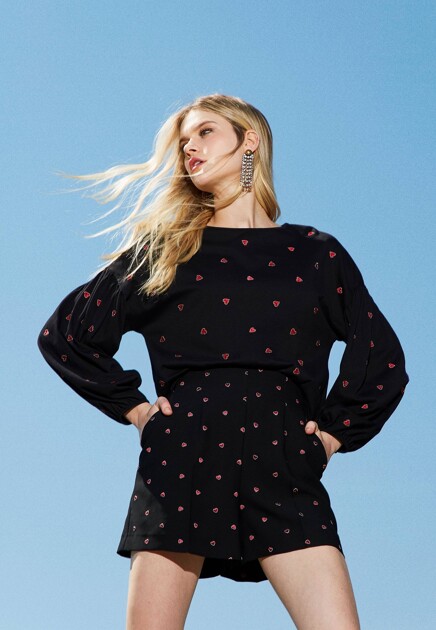 Хлопковая блузка с вышитыми сердечками TWINSET Milano