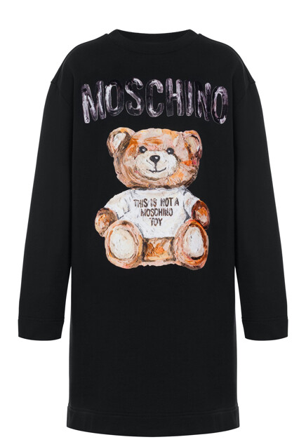 Платье мини с принтом Painted Teddy Bear MOSCHINO