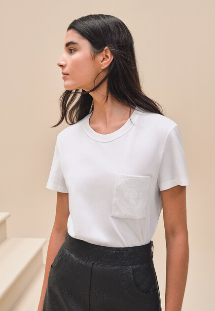 Футболка с вышитым логотипом  HERMES