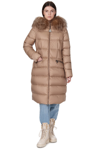 Приталенный пуховик с мехом  MONCLER - ИТАЛИЯ
