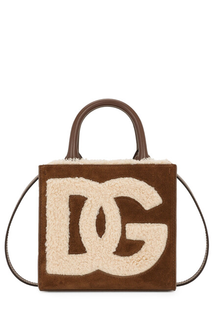 Мини-шоппер DG Daily из замши и искусственного меха с логотипом DG DOLCE&GABBANA