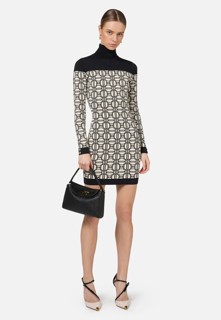 Платье с высоким воротником  ELISABETTA FRANCHI - ИТАЛИЯ