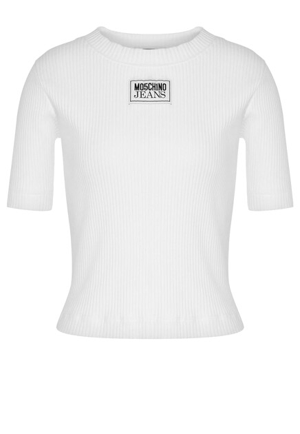 Футболка в рубчик с логотипом MOSCHINO JEANS
