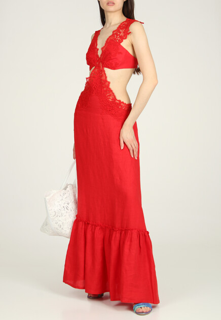 Сарафан ERMANNO SCERVINO  - Лён - цвет красный