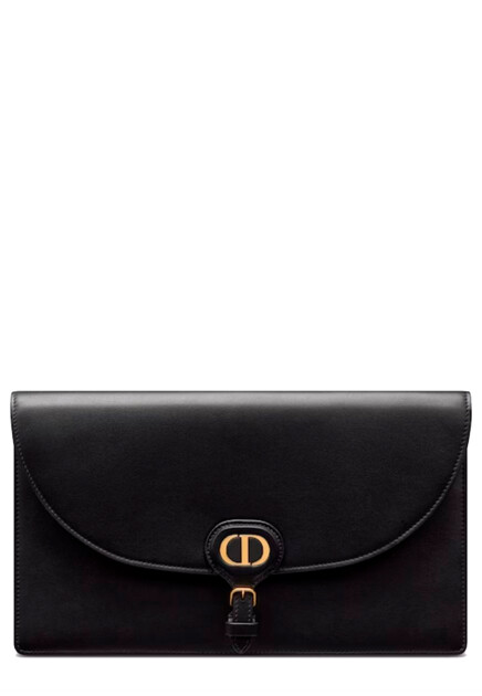 Черный клатч-конверт с пряжкой DIOR